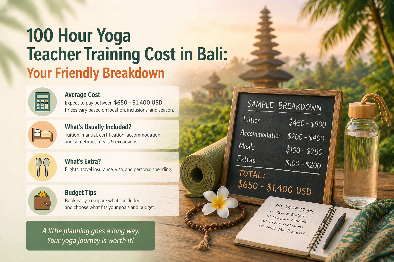 100 Hour Yoga Teacher Training Cost in Bali